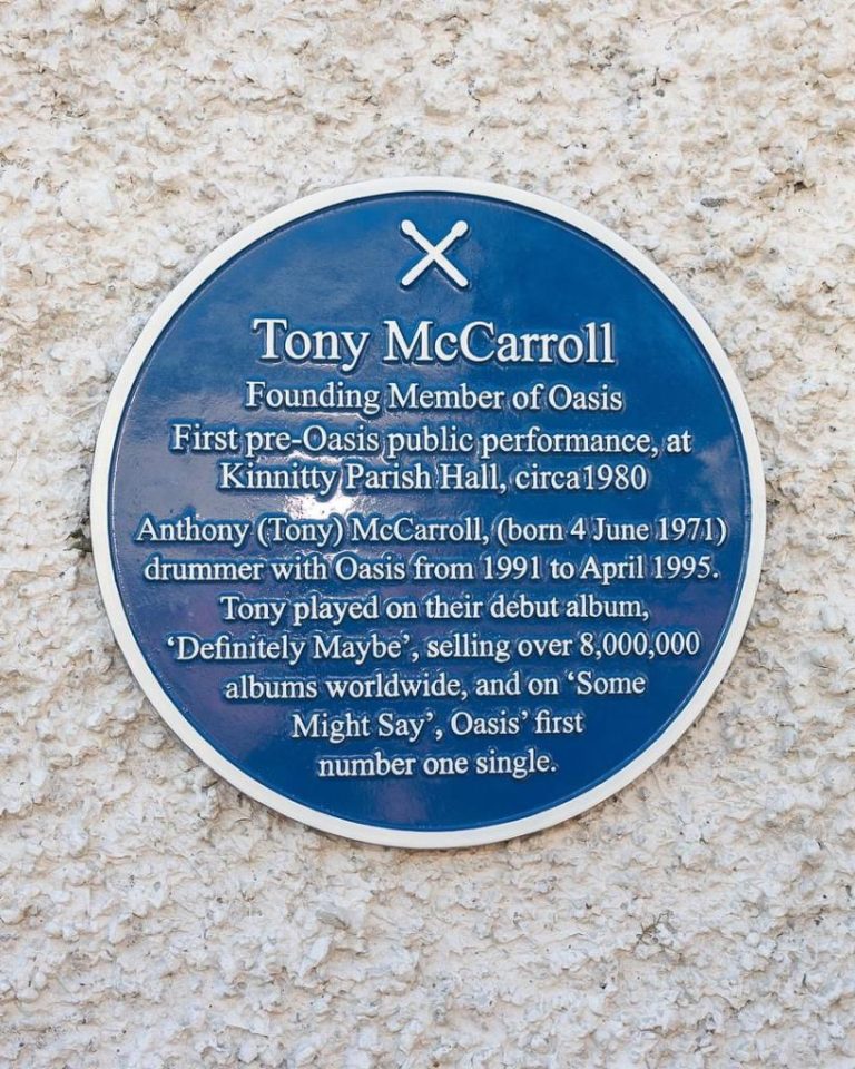 Former Oasis Drummer Tony McCarroll in the village of Kinnitty Co. Offaly where he was honoured with a commemorative plaque. 31.08.24 John Finnerty Photography