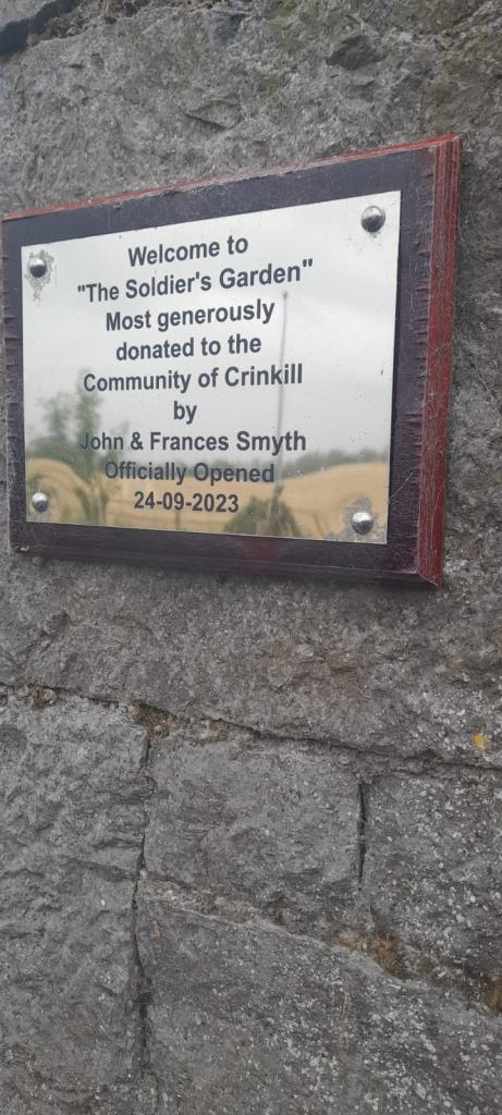 Soldiers Garden Crinkill, created by Crinkill Tidy Towns committee,  land donated by John & Frances Smyth